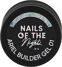 Парфумерія, косметика Світловідбивний будівельний гель для нігтів з різнокольоровими пластівцями юкі - Nails Of The Night Reflective Ariel Builder Gel