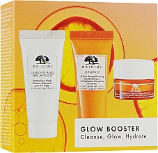 Парфумерія, косметика Набір - Origins Glow Booster Set (f/wash/15ml + f/gel/15ml + eye/cr/5ml)