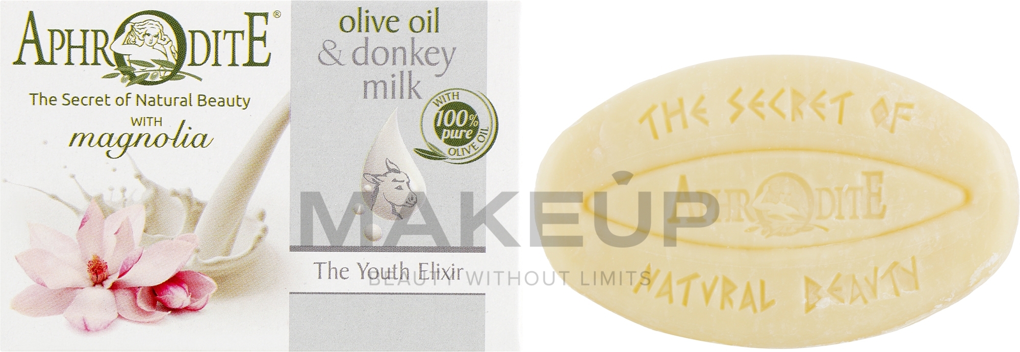 Оливковое мыло с молоком ослицы и ароматом магнолии "Эликсир молодости" - Aphrodite Advanced Olive Oil & Donkey Milk  — фото 85g