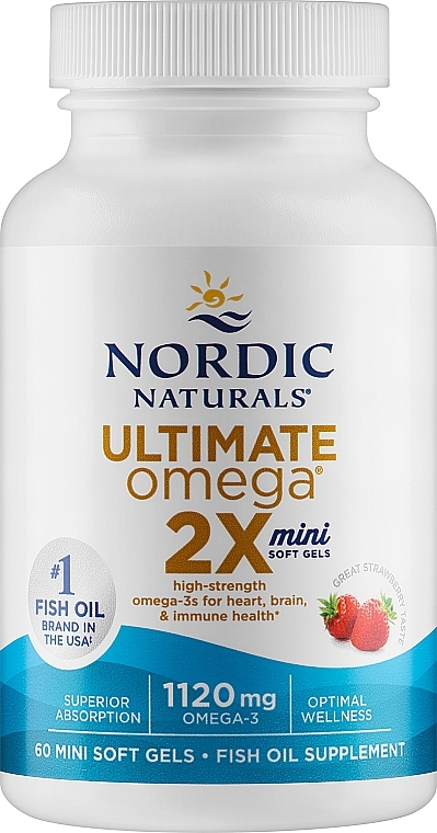 Харчова добавка "Ультимейт Омега 1120 мг" - Nordic Naturals Ultimate Omega 2X Mini 1120mg Strawberry — фото N1