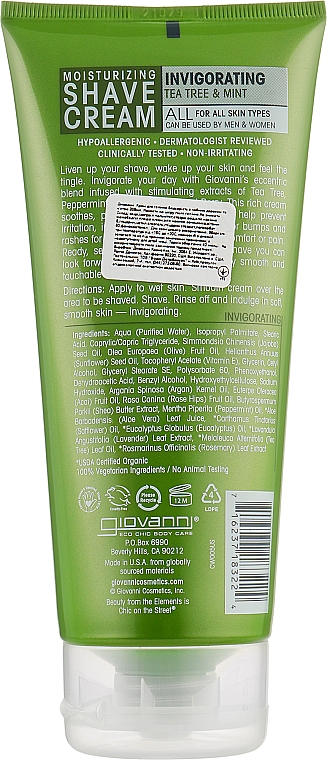 Крем для гоління - Giovanni Shave Cream Invigorating Tea Tree & Mint — фото N2