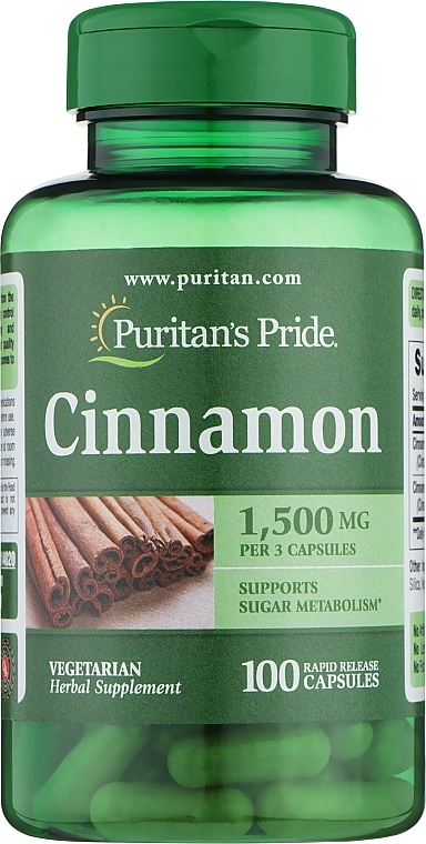 Пищевая добавка "Корица" - Puritan's Pride Cinnamon 500 mg — фото N1