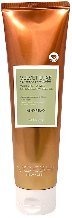Заспокійливий крем для рук і тіла з коноплями - Voesh Velvet Lux Vegan Hand & Body Creme Hemp Relax — фото N1