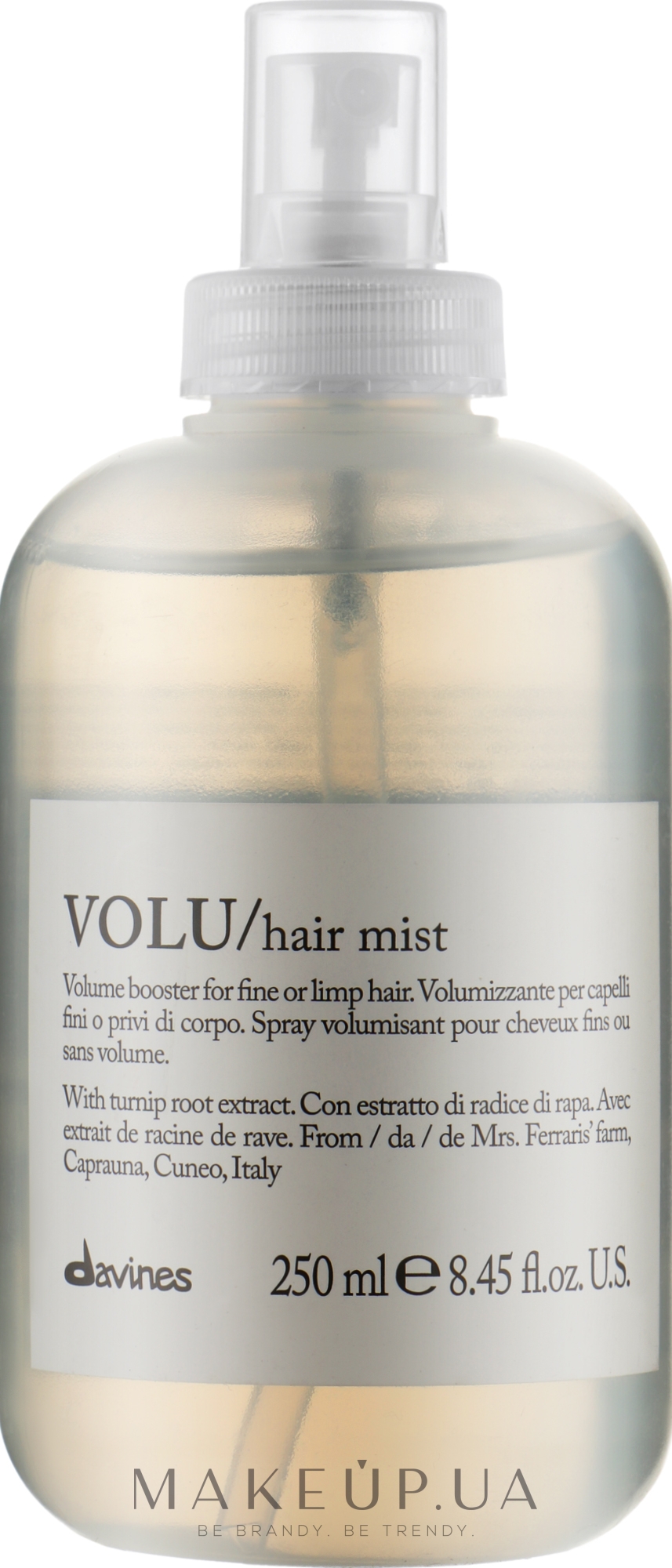 Несмываемый увлажняющий спрей для объема волос - Davines Volu Volume Booster Hair Mist — фото 250ml