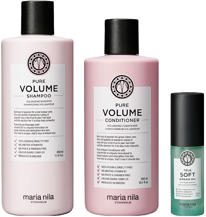 Набір - Maria Nila Pure Volume Gift Box (shamp/350ml + cond/300ml + h/oil/30ml) — фото N1