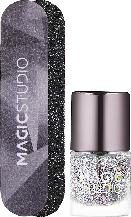 Набір - Magic Studio Black Crystal Mini Nail Set (nail/polish/3.2ml + nail/file/2pcs) — фото N2
