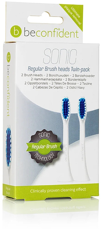 Сменные насадки для электрических зубных щеток, белые, 2 шт - Beconfident Sonic Regular Brush Heads White 2 Units — фото N1