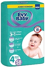 Парфумерія, косметика Підгузки дитячі гігієнічні одноразові Maxi Jumbo 4, 7-18 кг, 58 шт. - Evy Baby
