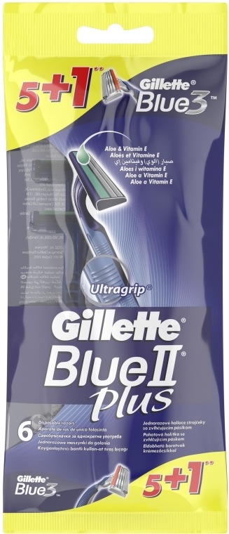 Набір одноразових станків для гоління, 5+1шт - Gillette Blue 2 Plus — фото N1