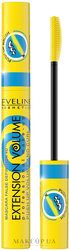 Туш для вій - Eveline Cosmetics Extension Volume 4D False Definition Push Up Volume and Curl — фото Black