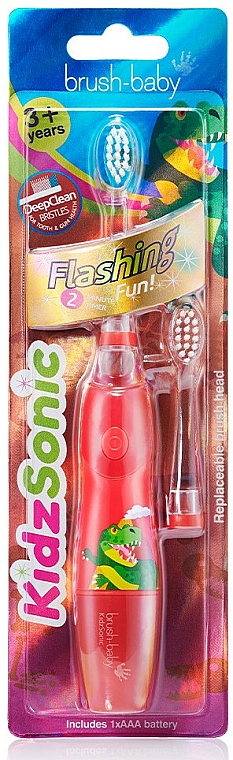 Електрична зубна щітка "Flashing Fun" 3+, динозавр - Brush-Baby KidzSonic Electric Toothbrush — фото N2