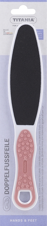 Терка педикюрная двусторонняя с ручкой, светло-розовая - Titania — фото N1