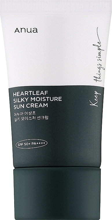 Солнцезащитный крем для чувствительной кожи лица, SPF 50+ PA++++ - Anua Heartleaf Silky Moisture Sun Cream — фото N1