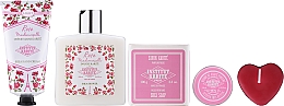 Набір - Institut Karite Rose Mademoiselle (sh/gel/250ml + soap/100g + h/cr/75ml + b/oil/10ml + candle/1pc + confetti + bag) — фото N1