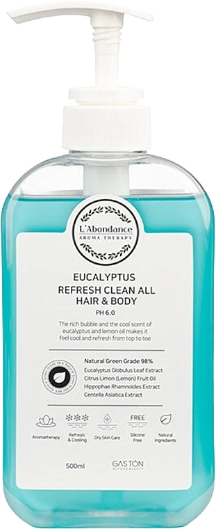 Очищающее средство для волос и тела - Gaston Eucalyptus Refresh Clean All Hair And Body — фото N1