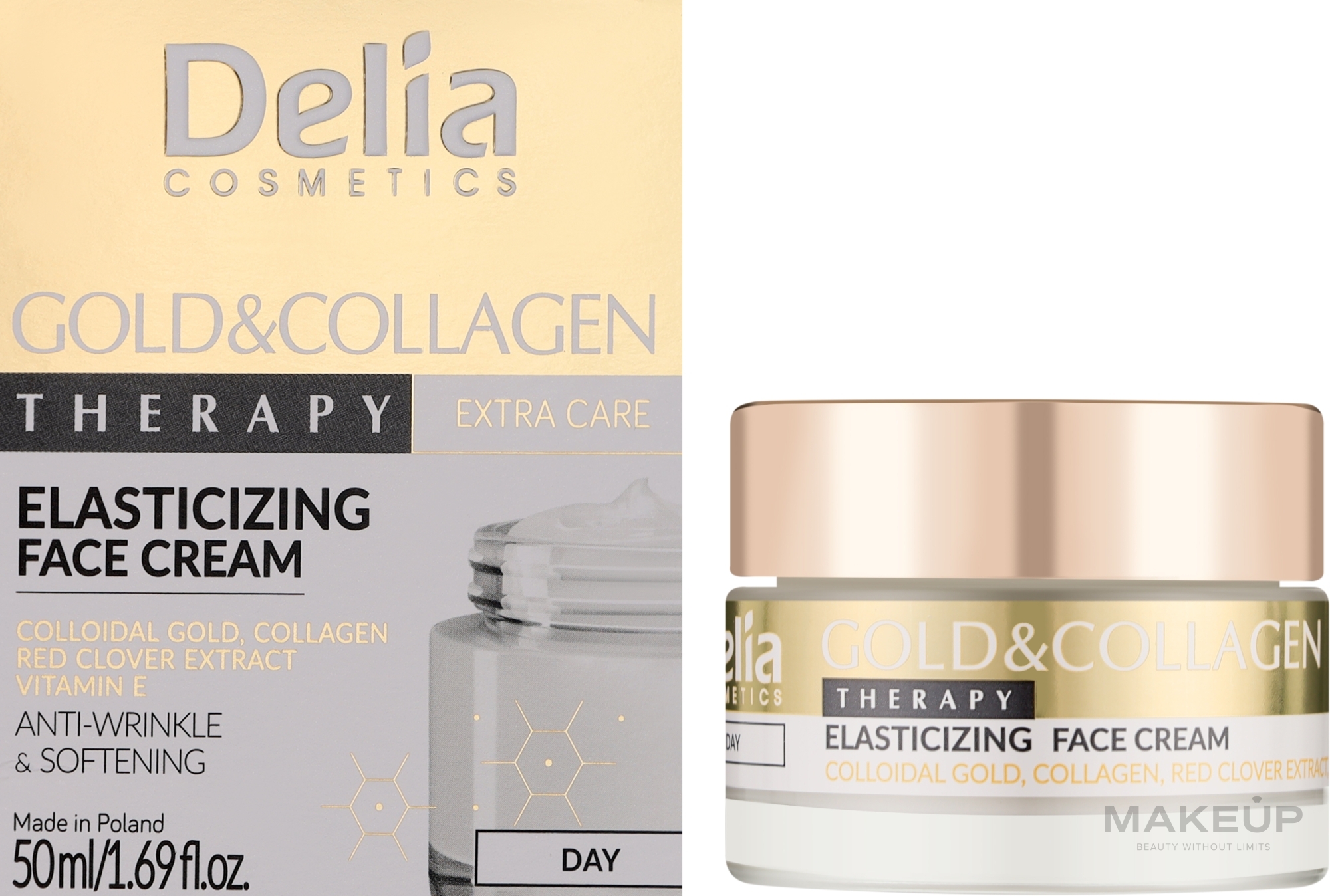 Денний крем для обличчя із золотом та колагеном - Delia Gold & Collagen Therapy Elasticizing Day Cream — фото 50ml