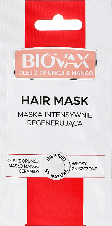 Маска для волосся "Опунція і манго" - L'biotica Biovax Hair Mask (сашет) — фото N1