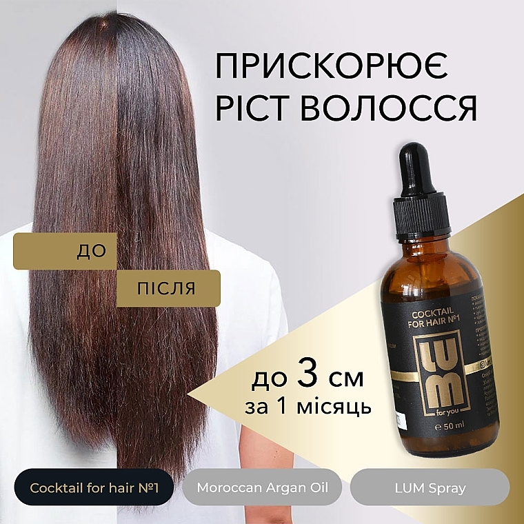 Набір "Повноцінний курс відновлення до 3 місяців" - LUM (oil/50ml + hair/coc/2x50ml + spray/120ml) — фото N7