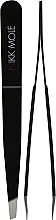 Nikk Mole - Набір з двох чорних пінцетів для брів у чохлі — фото N2
