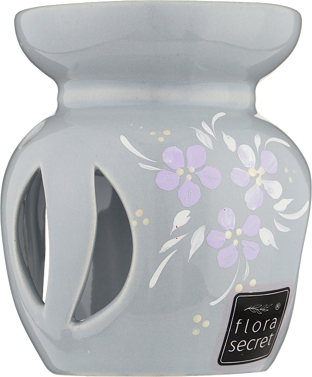 Аромалампа "Тыква" серая, сиреневые цветы - Flora Secret — фото N1