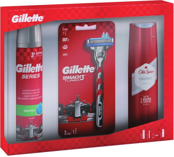 Набір - Gillette Mach3 Turbo Set + Old Spice (shv/gel/250ml + sh/gel/200ml + razor)