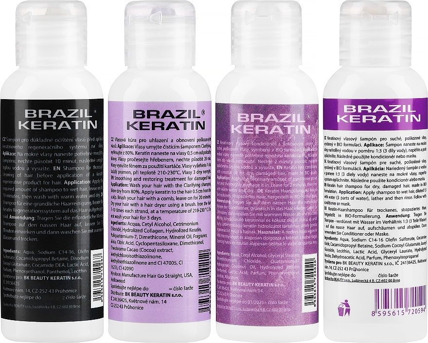 Набор - Brazil Keratin Hair Go Straight (h/shm/2x100ml + h/cond/100ml + h/cr/100ml) — фото N2