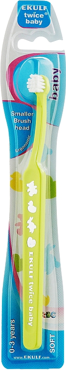 Зубна щітка для дітей (0-3 років), салатова - Ekulf Twice Baby — фото N1