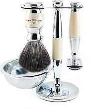 Духи, Парфюмерия, косметика Набор для бритья - Edwin Jagger Imitation Ivory & Chrome 4 Piece DE Set Black Synthetic