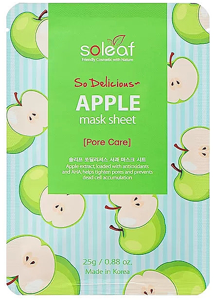 Маска с экстрактом яблока - Soleaf So Delicious Apple Pore Care Mask Sheet — фото N1