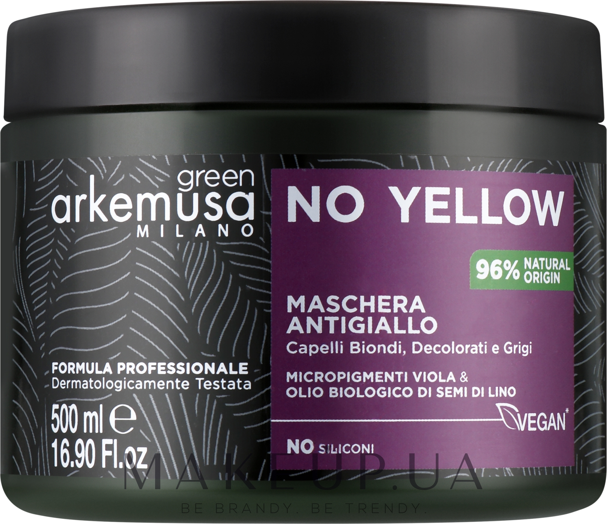 Маска для нейтрализации желтизны для блонда, осветленных и седых волос - Arkemusa Green No Yellow Hair Mask — фото 500ml