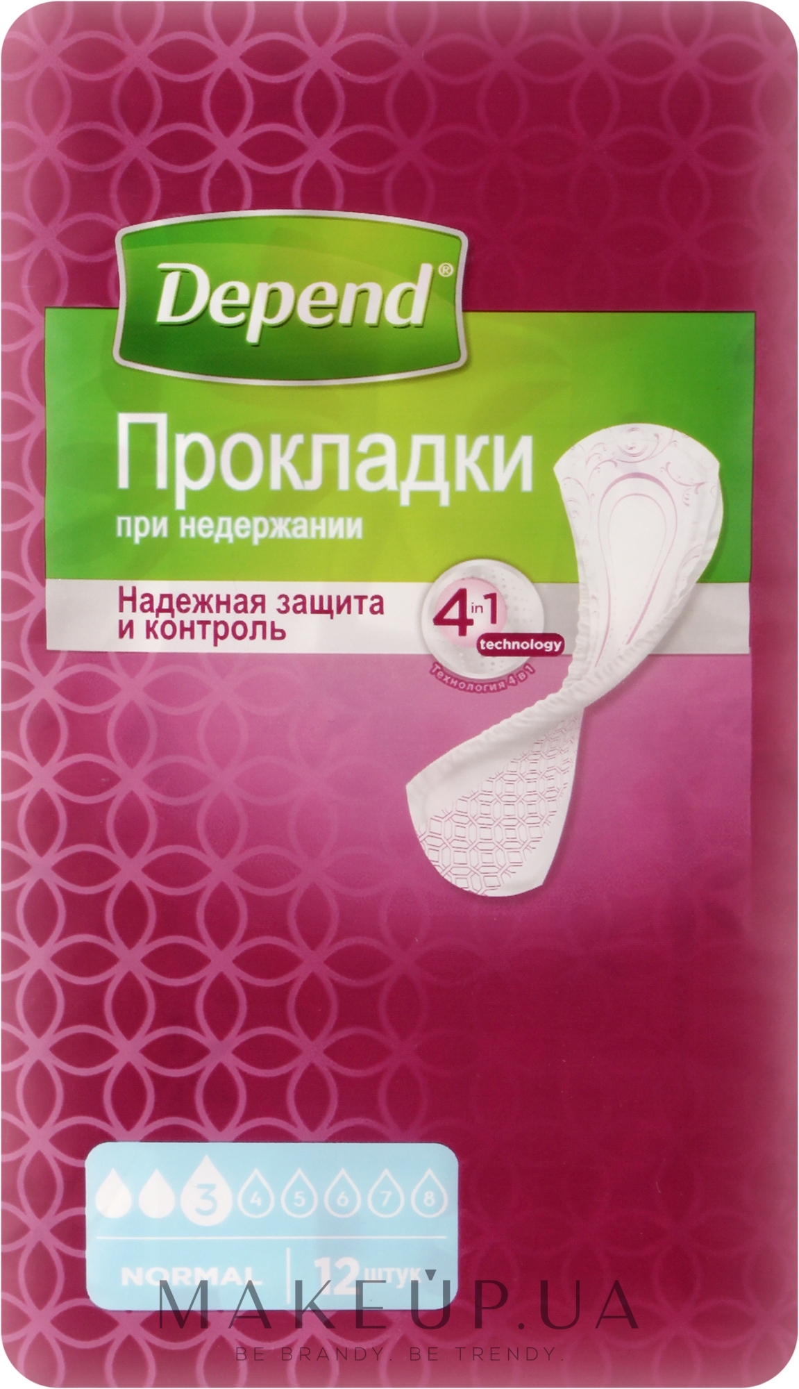 Прокладки женские урологические "Normal Plus Pad", 12шт - Depend — фото 12шт