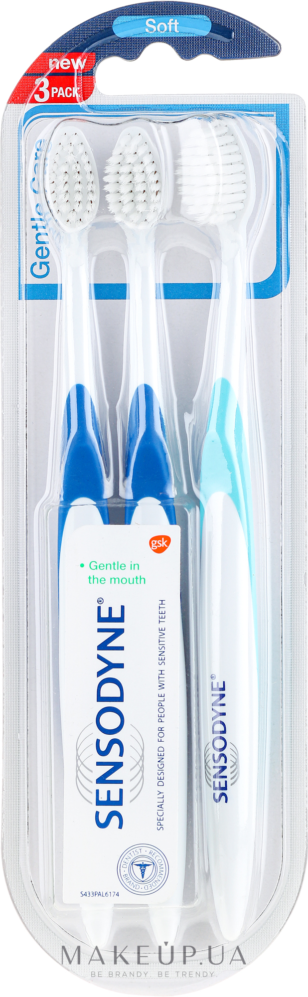 Набір зубних щіток, м'які - Sensodyne Gentle Care Soft Toothbruhs — фото 3шт