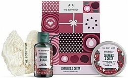 Парфумерія, косметика Набір - The Body Shop Cherries & Cheer Mini Gift (sh/gel/60ml + b/butter/50ml + sponge/1pcs)