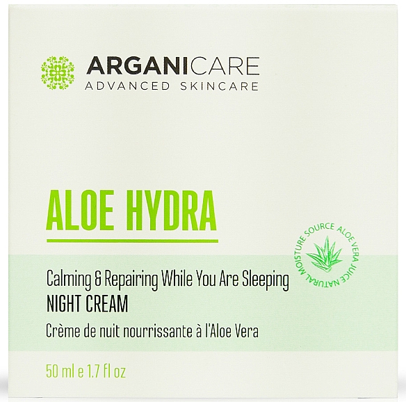 Нічний крем для обличчя - Arganicare Aloe Hydra Night Cream — фото N1