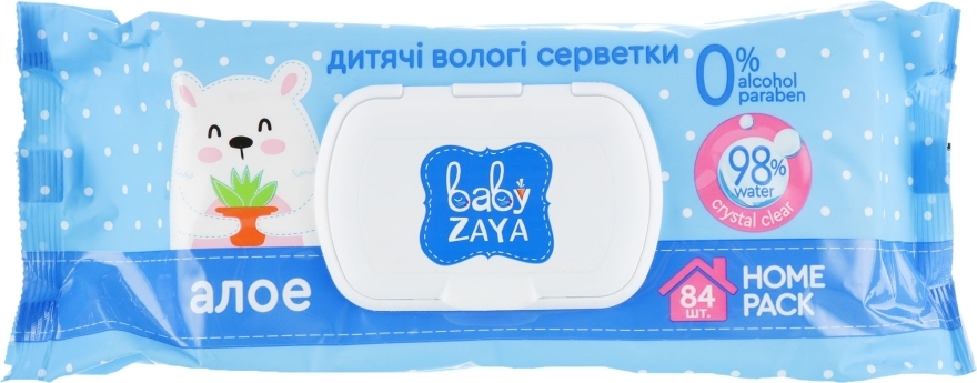Вологі серветки "Алое", 84шт. - Baby Zaya — фото N1
