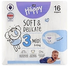 Парфумерія, косметика Дитячі підгузки 5-9 кг, розмір 3 Midi, 16 шт. - Bella Baby Happy Soft & Delicate