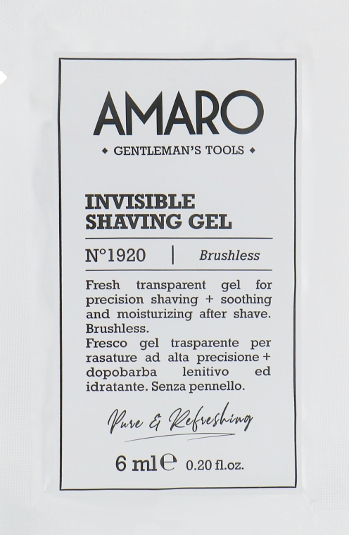 Прозорий гель для гоління - FarmaVita Amaro Invisible Shaving Gel (пробник) — фото N1