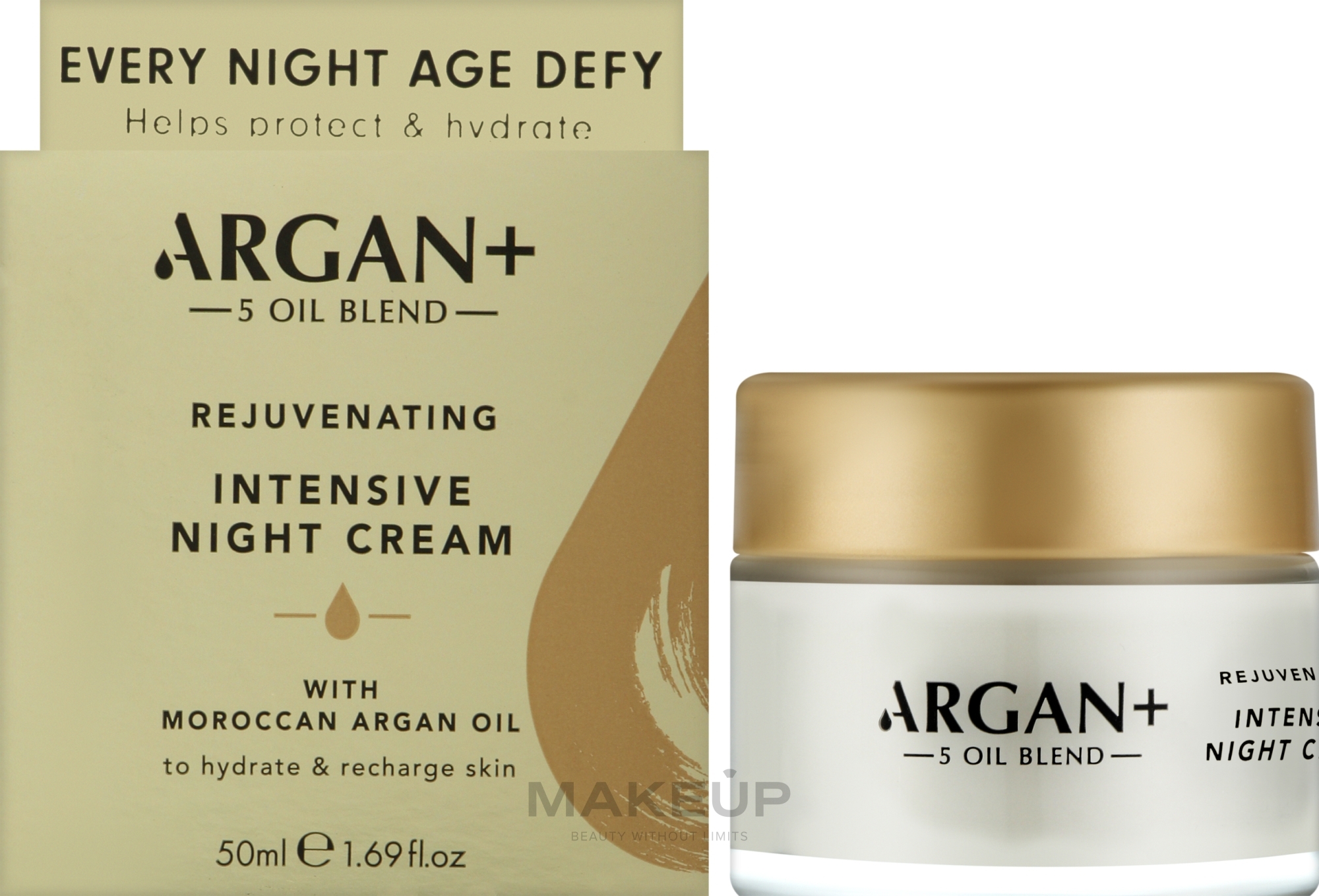 Крем нічний омолоджуючий для обличчя "Морокканська арганова олія" - Argan+ Moroccan Argan Oil Rejuvenating Intensive Night Cream — фото 50ml