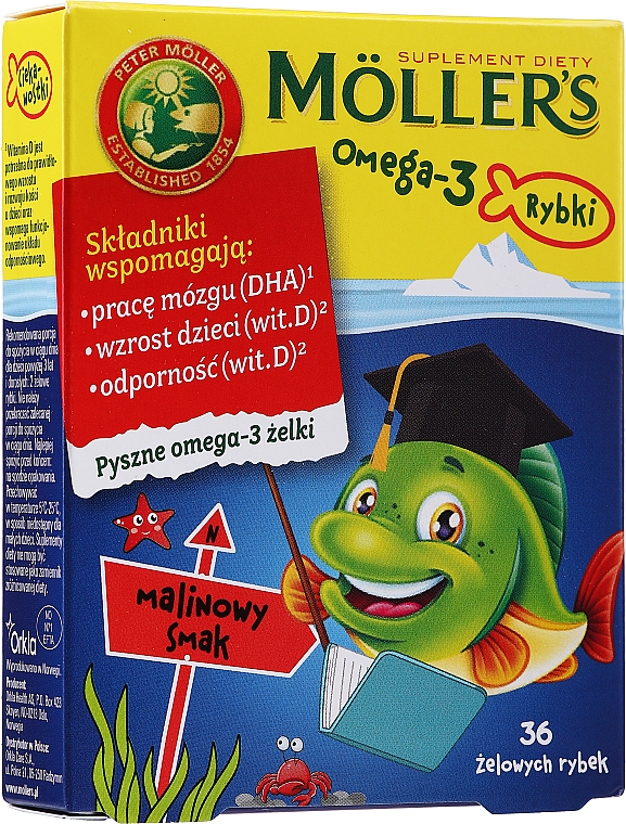 Желейні рибки зі смаком малини "Omega 3" - Mollers