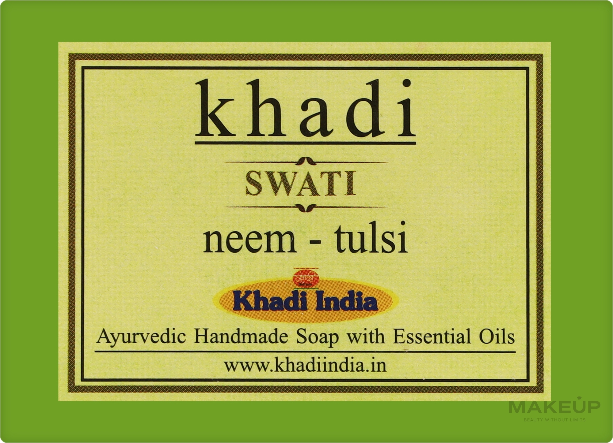 Мило ручної роботи "Базилік та Нім" - Khadi Swati Neem Tulsi Handmade Soap — фото 125g