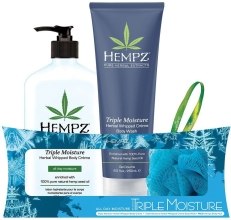 Духи, Парфюмерия, косметика Набор "Hydrate me" - Hempz (b/cr/500ml + cr/gel/sh/265ml + sh/puff)