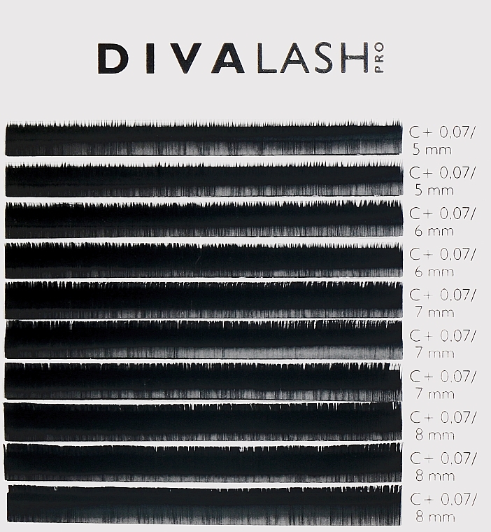 Вії для нарощування С+ 0.07 (5-8мм), 10 ліній - Divalashpro — фото N1