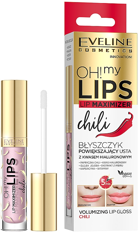 Блеск для губ с эффектом увеличения "Перец чили" - Eveline Cosmetics OH! My Lips Lip Maximizer Chili