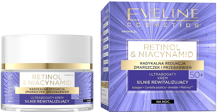 Насыщенный восстанавливающий ночной крем 50+ - Eveline Cosmetics Retinol & Niacynamid — фото N1