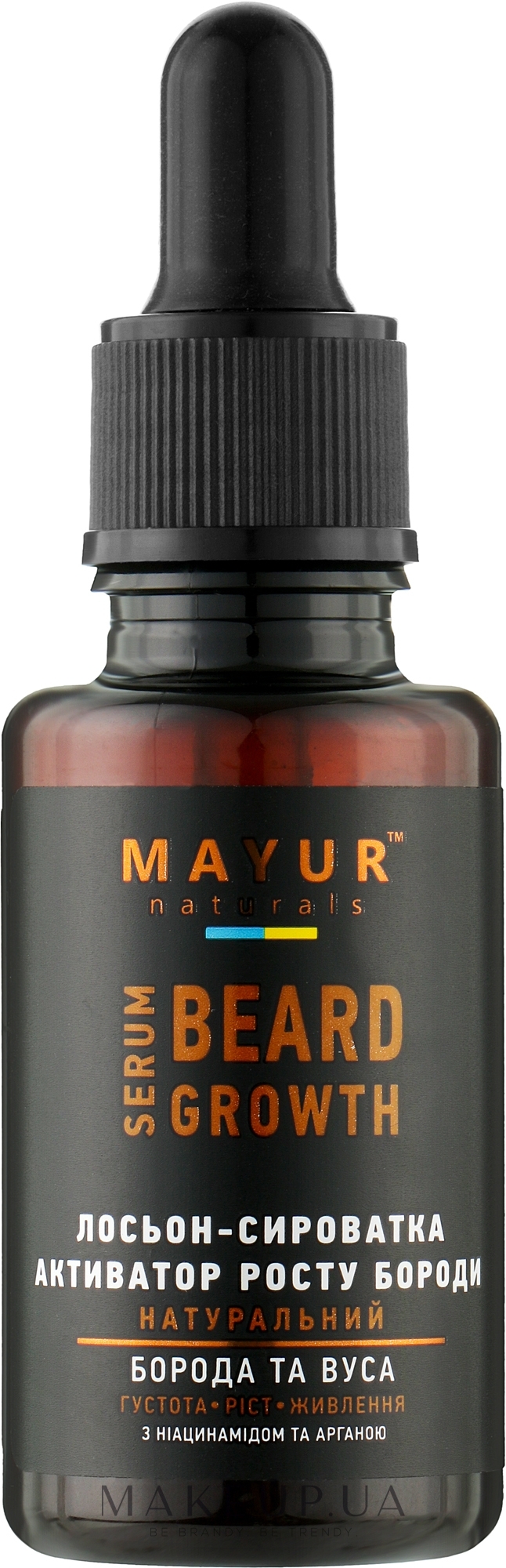 Лосьон-сыворотка "Активатор роста бороды" для мужчин с ниацинамидом и арганой - Mayur — фото 30ml
