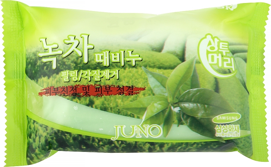 Мыло с эффектом пилинга "Зеленый чай" - Juno Green Tea Peeling Soap — фото N1