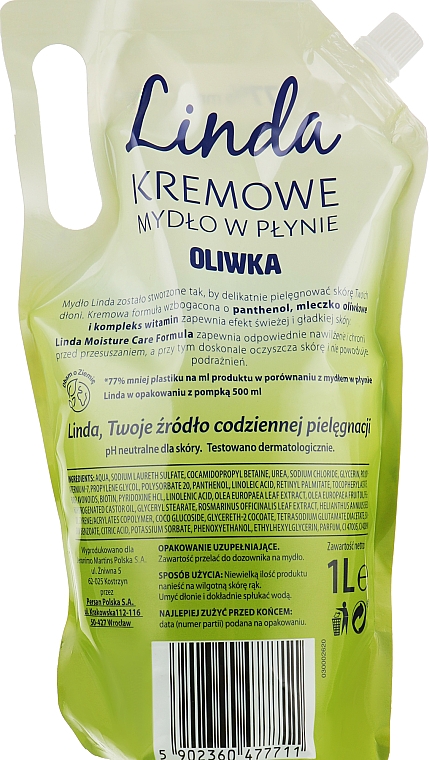 Жидкое крем-мыло для рук и тела "Оливка" - Linda Cream Soap Oliwka — фото N2
