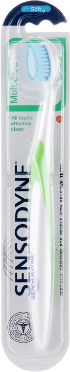 Зубна щітка "Комплексний захист", м'яка, біло-салатова - Sensodyne Multicare Soft — фото N1