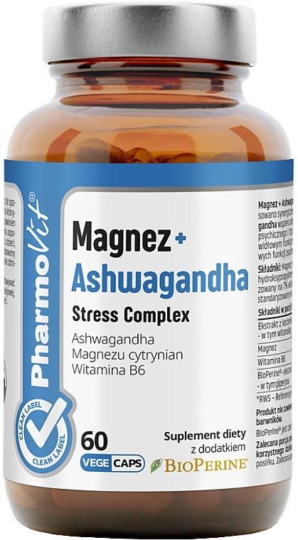 Пищевая добавка "Магний + Ашваганда" - Pharmovit Magnesium + Ashwagandha Stress Complex — фото N1