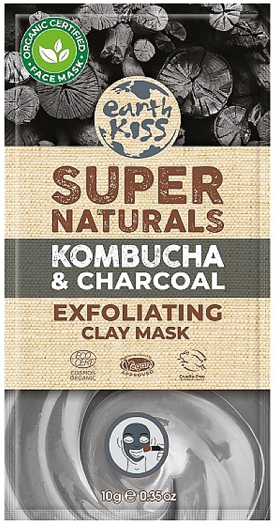 Відлущувальна глиняна маска для обличчя - Earth Kiss Kombucha & Charcoal Exfoliating Clay Mask — фото N1